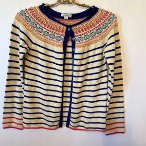 Garnet Hill Striped Cardigan Sweater